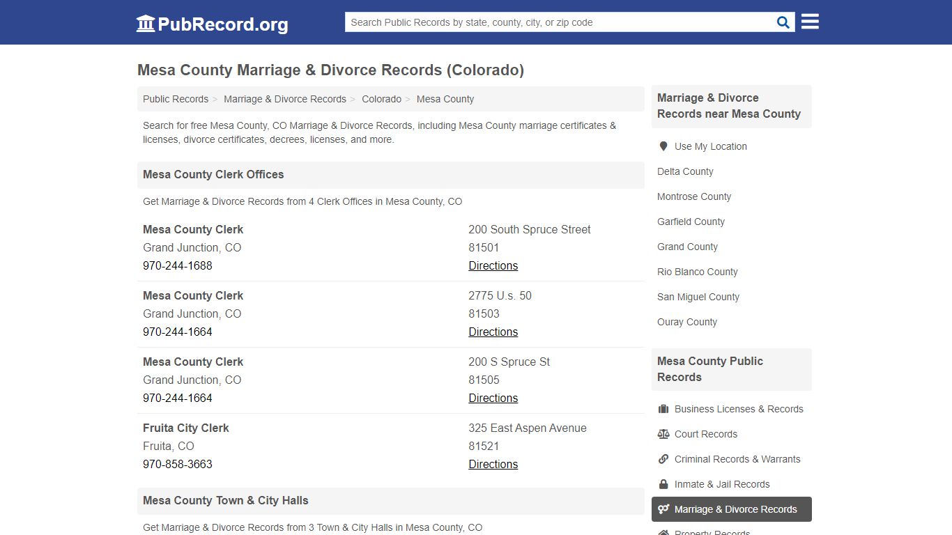Mesa County Marriage & Divorce Records (Colorado)
